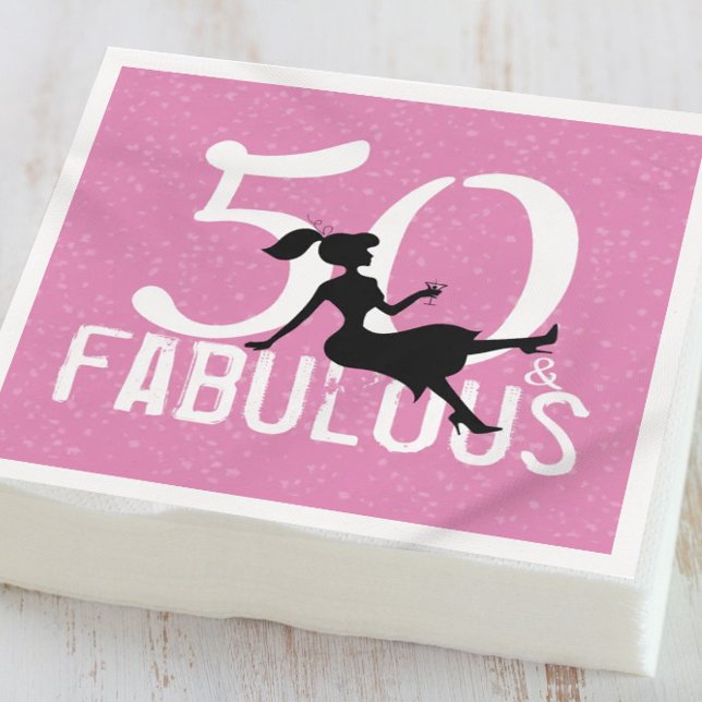 50 and Fabulous Pink Custom Napkins (Creator Uploaded)