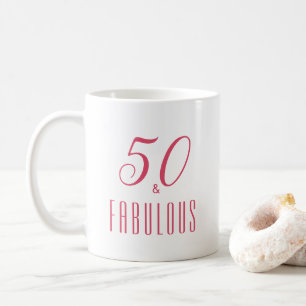 50 and Fabulous Pink Elegant Heart Coffee Mug