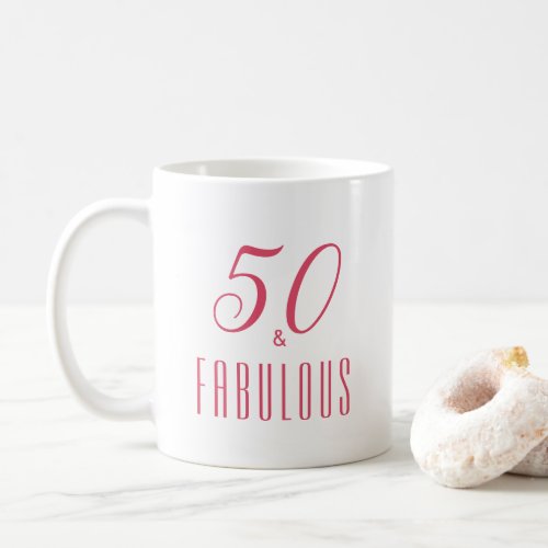 50 and Fabulous Pink  Elegant Heart Coffee Mug