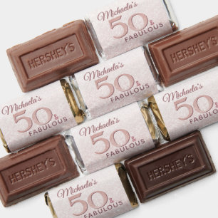 50 and Fabulous Pink Glitter 50th Birthday Hershey's Miniatures