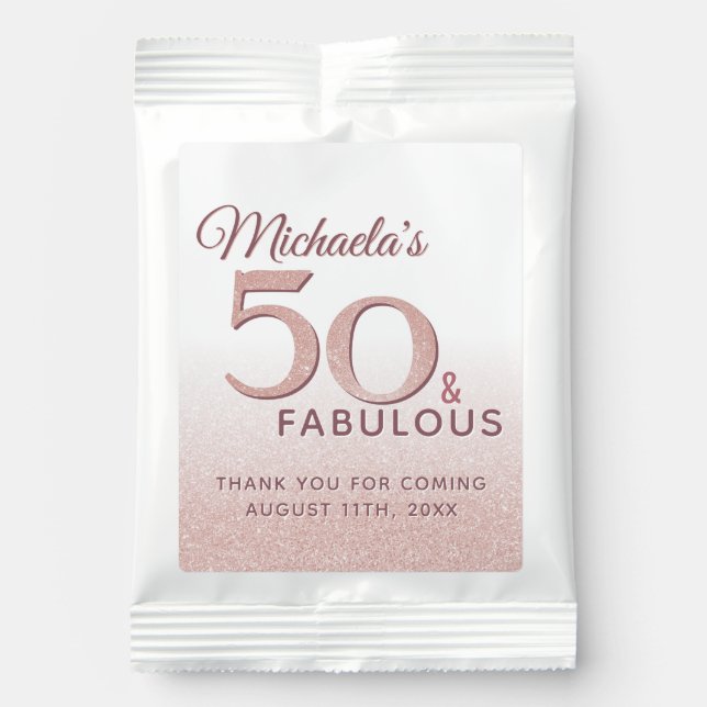 50 and Fabulous Pink Glitter 50th Birthday  Margarita Drink Mix (Front)