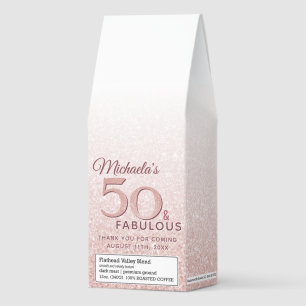 50 and Fabulous Pink Glitter 50th Birthday  Roasted Coffee