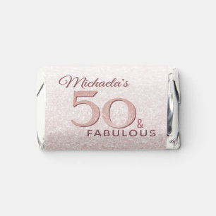 50 and Fabulous Pink Glitter Elegant Birthday Hershey's Miniatures