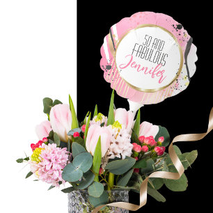 50 and Fabulous Pink Gold Black Modern Bold Balloon