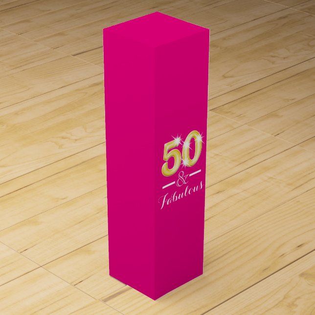50 and fabulous pink gold wine gift box (Front)