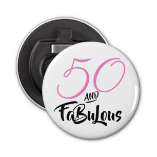50 and Fabulous Pink Personalized Birthday Party Bottle Opener