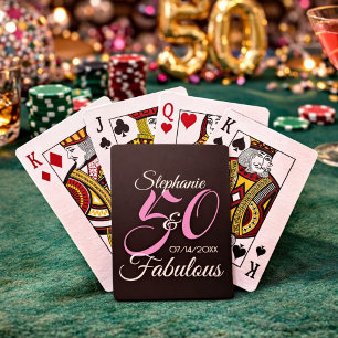 50 and Fabulous Pink Personalized Birthday Party  Poker Cards
