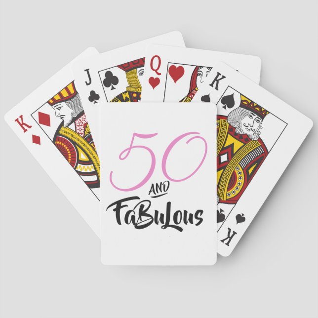 50 and Fabulous Pink Personalized Birthday Party Poker Cards (Back)