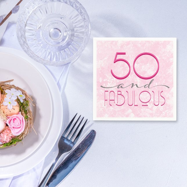 50 and Fabulous Pink Retro Typography Party  Napkins (50 and Fabulous Pink Retro Typography Party Napkins)