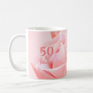50 and Fabulous Pink Rose Photography Coffee Mug