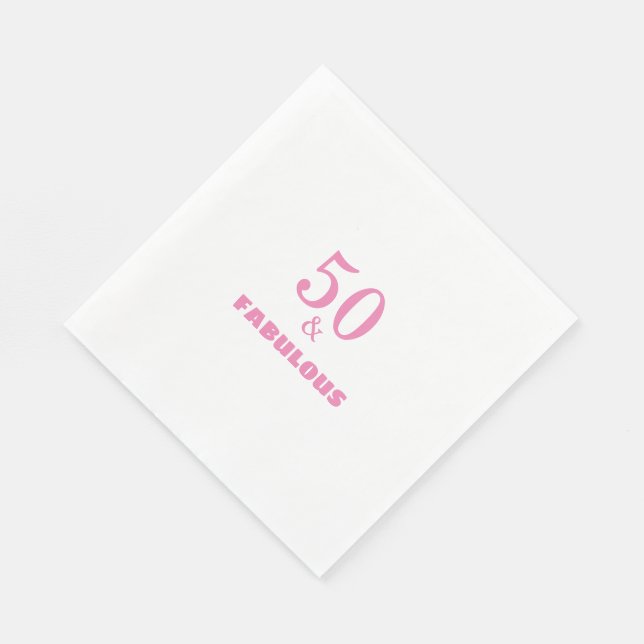 50 And Fabulous Pink Stylish Birthday Party Cool Napkins (Corner)