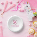 50 And Fabulous Pink Stylish Birthday Party Cute Paper Bowls<br><div class="desc">Designed with elegant & simple pink text templates,  this is perfect for the 50th birthday party celebrations!</div>