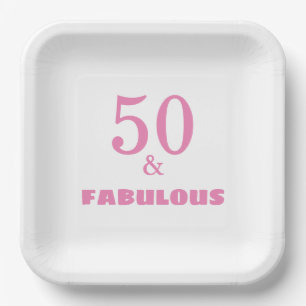 50 And Fabulous Pink Stylish Birthday Party Cute Paper Plates