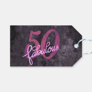 50 and Fabulous   Plum Purple and Pink Grunge Gift Tags