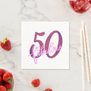 50 and Fabulous Plum Purple and Pink Grunge Napkins