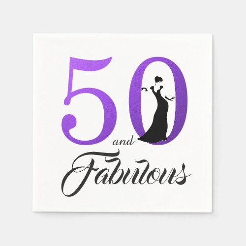 50 and Fabulous Purple Birthday Party Napkins