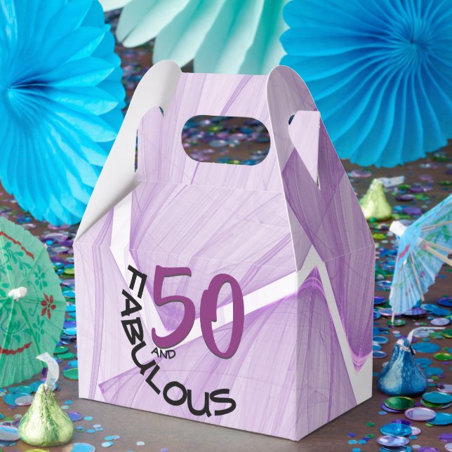 50 and Fabulous | Purple & Black Birthday Theme Favor Boxes (Party)