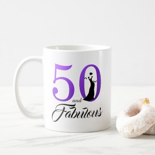 50 and Fabulous Purple Foil 50th Birthday Coffee Mug