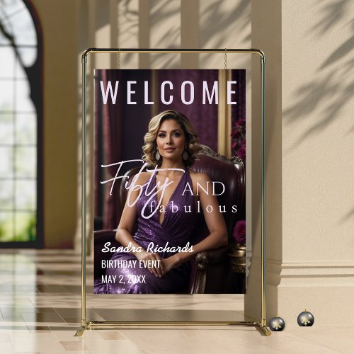 50 and Fabulous Purple Magazine Photo Welcome Sign