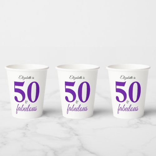 50 And Fabulous Purple Paper Cups