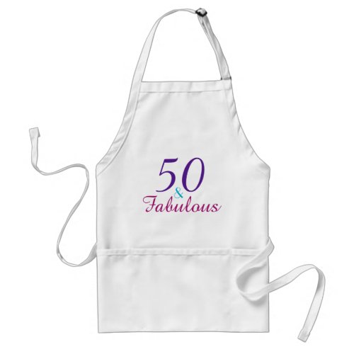 50 and Fabulous Purple Pink Blue Birthday Party Adult Apron