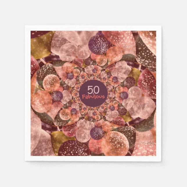 50 And Fabulous Purple Pink Kaleidoscope Balloons Napkins (Front)