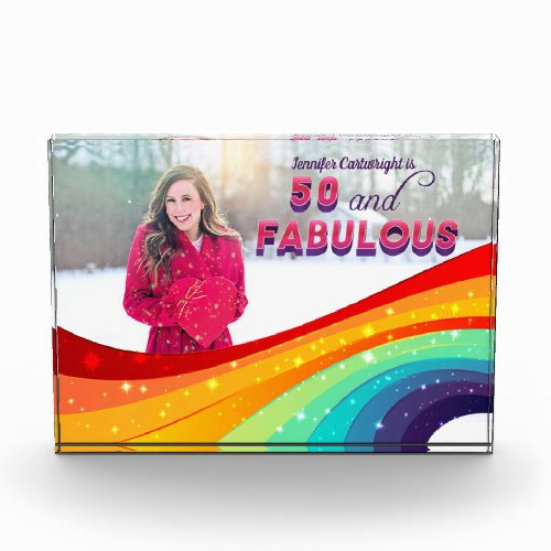 50 and Fabulous Rainbow 50th Birthday Photo Block