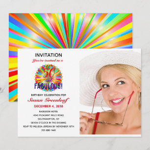 50 and Fabulous Rainbow Birthday Celebration Invitation