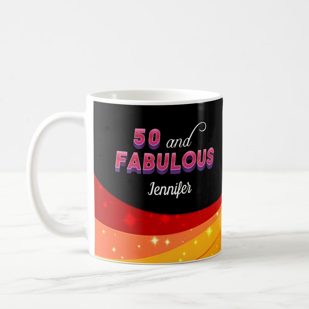 50 And Fabulous Rainbow Sparkle Birthday Coffee Mug | Zazzle