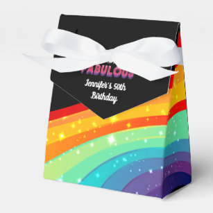 50 and Fabulous Rainbow Sparkle Birthday  Party Favor Boxes