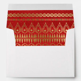 50 And Fabulous Red Black Gold Glitter Lined Envelope