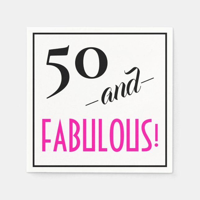 50 and FABULOUS! Retro 50th Birthday Party Paper Napkins (Front)