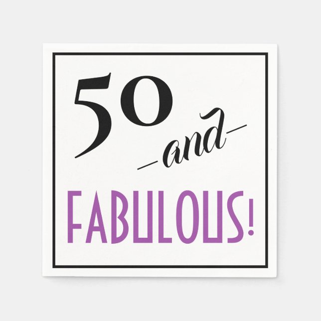 50 and FABULOUS! Retro Happy 50th Birthday Party Napkins (Front)