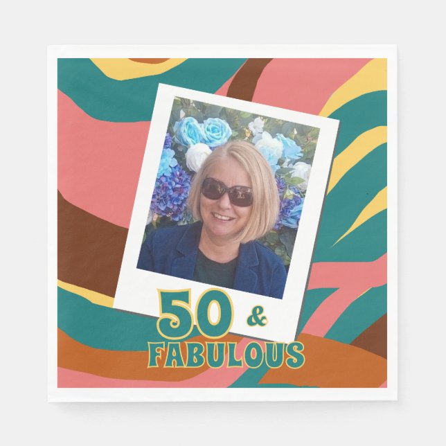 50 and Fabulous retro style birthday party Napkins (Front)