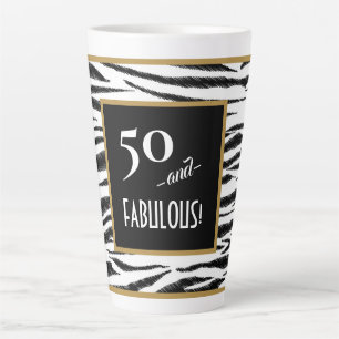 50 and FABULOUS! Retro Zebra Stripes 50th Birthday Latte Mug