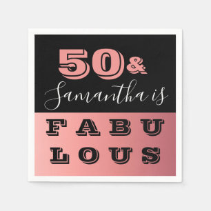 50 and Fabulous Rose Gold 50th Birthday Party Napkins