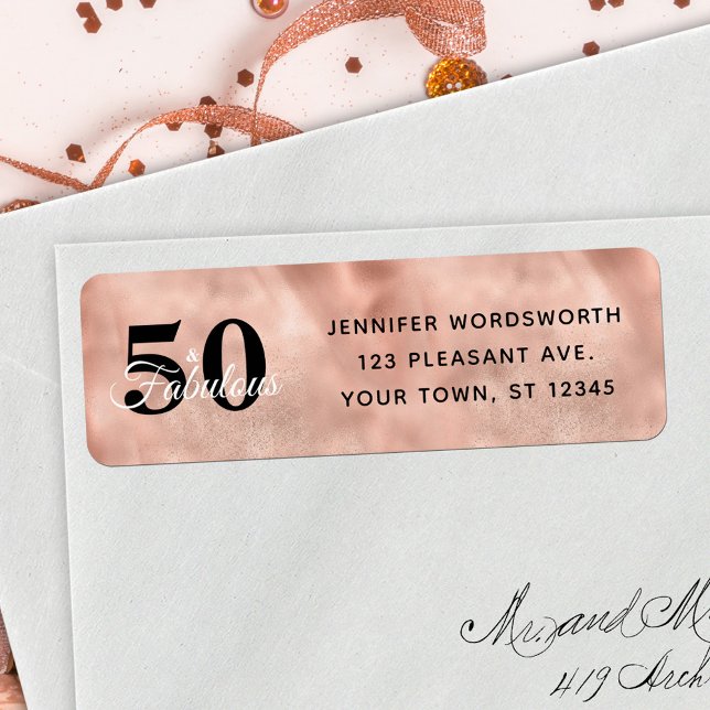 50 and Fabulous Rose Gold Glam Birthday Label (Creator Uploaded)