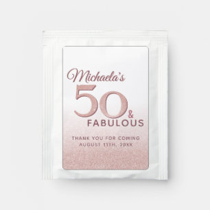 50 and Fabulous Rose Gold Glitter 50th Birthday Tea Bag Drink Mix