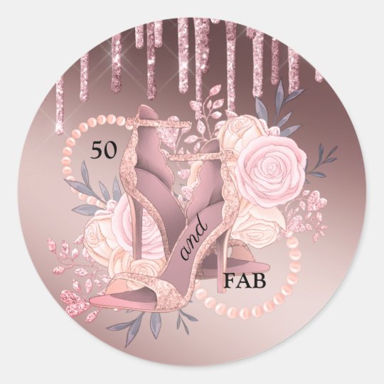 50 And Fabulous Rose Gold Glitter Drips Sticker | Zazzle.com