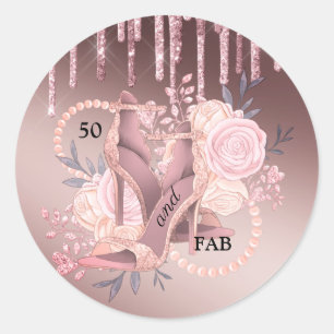 50 And Fabulous Rose Gold Glitter Drips Sticker