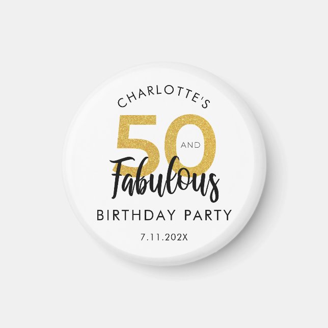 50 and Fabulous Script 50th Birthday Keepsake Magnet (Front)