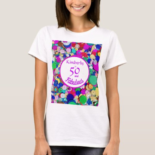 50 and Fabulous Sequin Birthday T_Shirt
