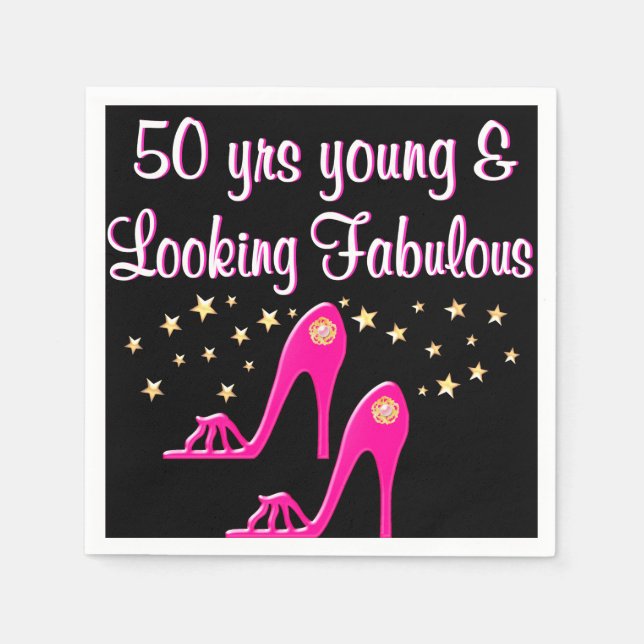 50 AND FABULOUS SHOE QUEEN PAPER NAPKINS (Front)