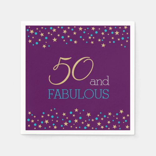 50 and Fabulous Star Border 50th Birthday Party Napkins