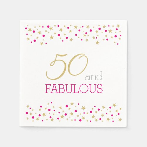 50 and Fabulous Star Border 50th Birthday Party Napkins