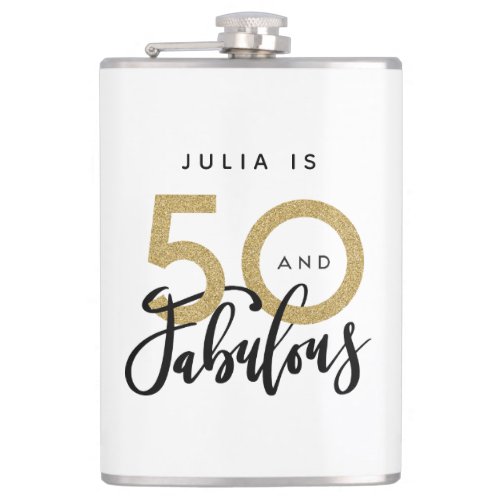50 and fabulous stylish birthday  flask
