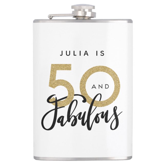 50 and fabulous stylish birthday  flask (Front)