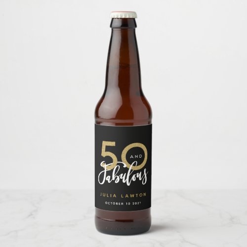 50 and fabulous stylish party beer bottle label