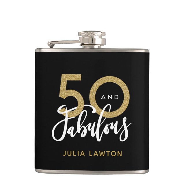 50 and fabulous stylish party  flask (Front)