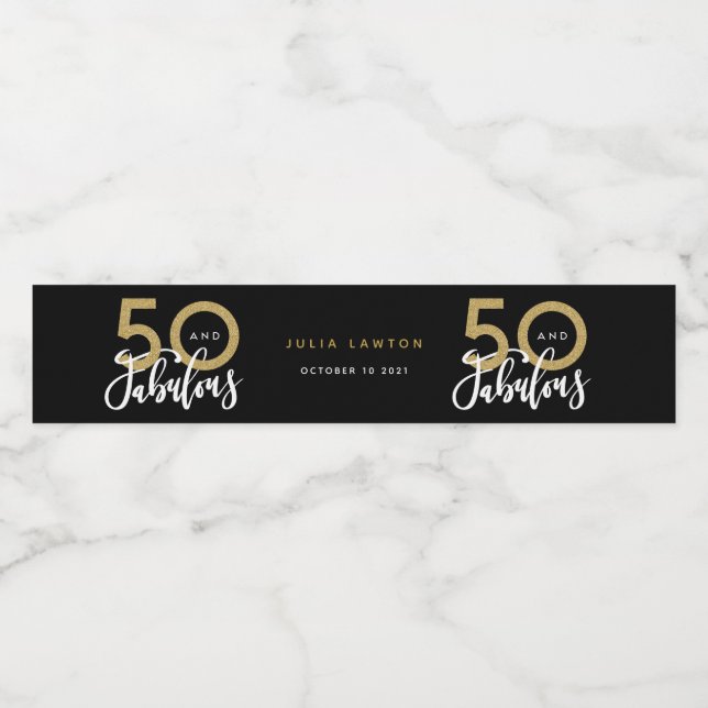 50 and fabulous stylish water bottle label (Single Label)